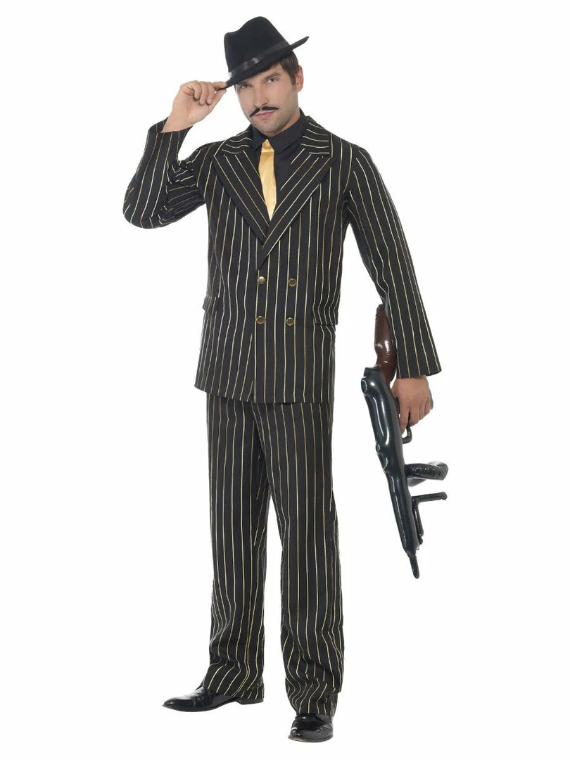 Fun Place Costumes & Characters Gold Pinstripe Gangster Costume 3 Fun Place Costumes & Characters Gold Pinstripe Gangster Costume
