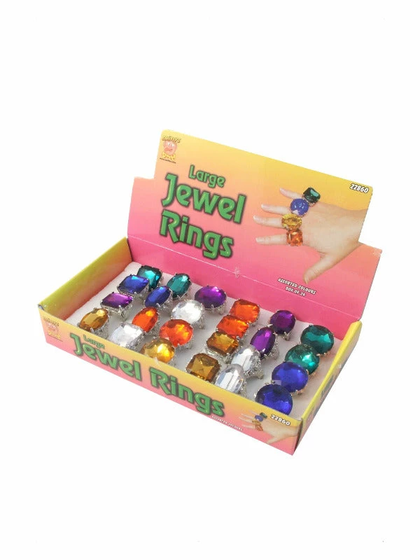 Fun Place Accessories Assorted Colourful Jewel Rings 4 Fun Place Accessories Assorted Colourful Jewel Rings