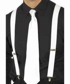 Fun Place White Elasticated Braces Decades & Eras