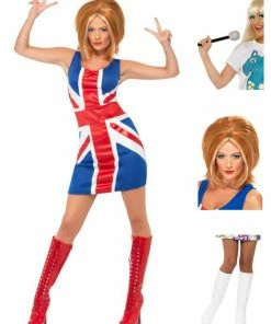 Fun Place Ginger Power, 90s Icon Complete Costume Bundle, Union Jack Dress Bundles