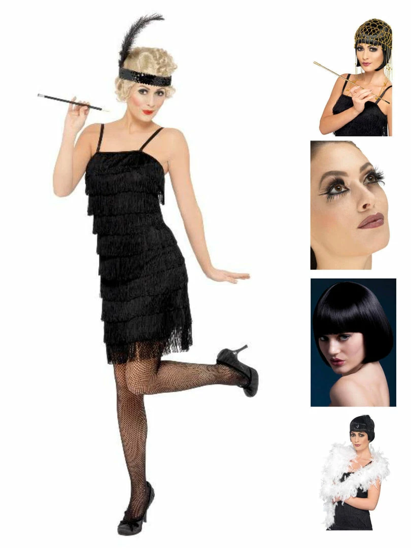Fun Place Deluxe Fringe Flapper Complete Costume Bundle 3 Fun Place Deluxe Fringe Flapper Complete Costume Bundle