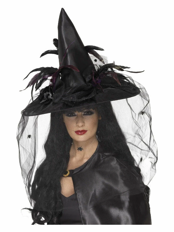 Fun Place Cosplay Witch Hat, Feathers & Netting 3 Fun Place Cosplay Witch Hat, Feathers & Netting