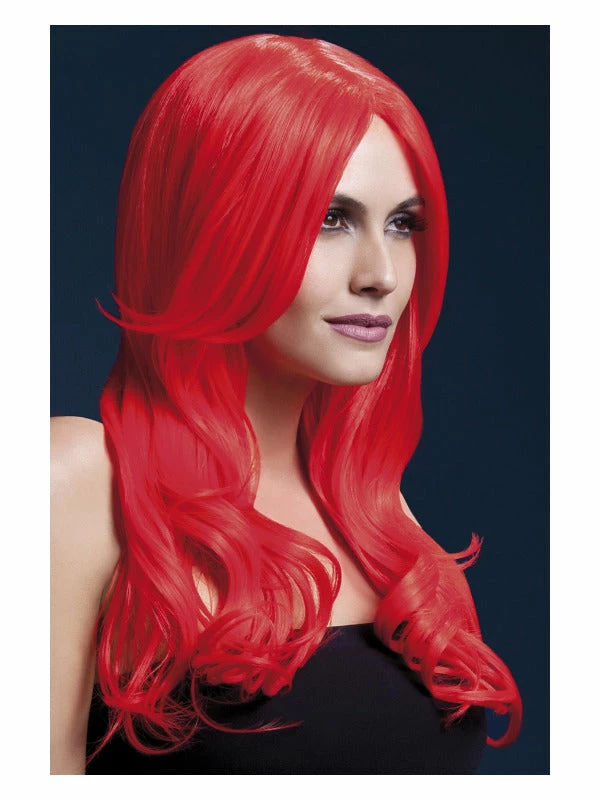 Fun Place Fever Khloe Wig, Neon Red Cosplay 3 Fun Place Fever Khloe Wig, Neon Red Cosplay