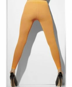 Fun Place Decades & Eras Opaque Footless Tights, Neon Orange
