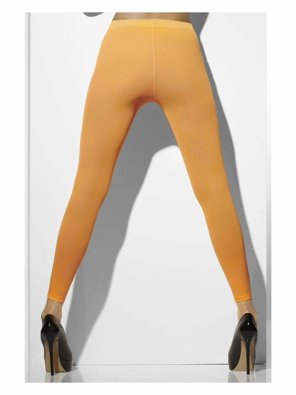 Fun Place Decades & Eras Opaque Footless Tights, Neon Orange 3 Fun Place Decades & Eras Opaque Footless Tights, Neon Orange