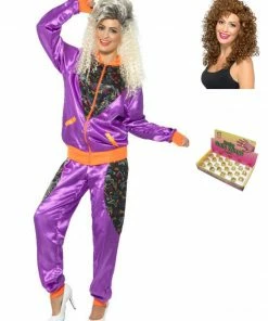 Fun Place Retro Shell Suit Complete Costume Bundle, Ladies