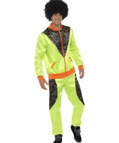 Fun Place Retro Shell Suit Costume, Mens, Neon Green Shop By Theme