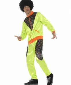 Fun Place Retro Shell Suit Costume, Mens, Neon Green Shop By Theme