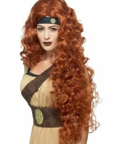 Fun Place Medieval Warrior Queen Wig, Auburn Cosplay