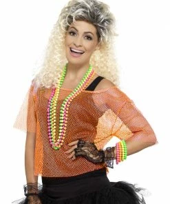 Fun Place Decades & Eras Fishnet Top, Neon Orange