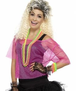Fun Place Decades & Eras Fishnet Top, Neon Pink