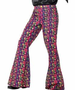 Fun Place 60s Psychedelic CND Flared Trousers, Mens, Multi-C Shop By Theme