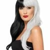 Fun Place Deluxe Wig, Half & Half With Fringe Black & Grey Cosplay 2 Fun Place Deluxe Wig, Half & Half With Fringe Black & Grey Cosplay