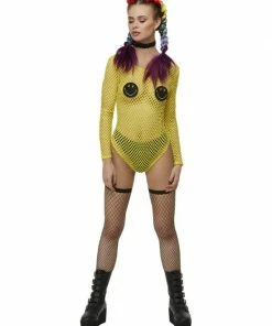 Fun Place Decades & Eras Smiley Fishnet Bodysuit