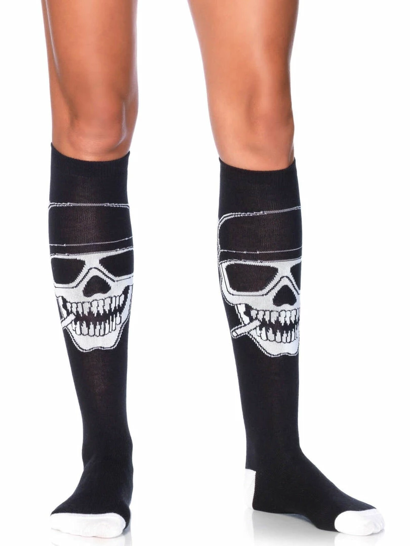 Fun Place Biker Babe Skeleton Knee Highs 3 Fun Place Biker Babe Skeleton Knee Highs