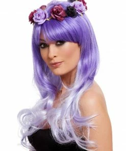 Fun Place Deluxe Day Of The Dead Glam Wig, Purple Cosplay