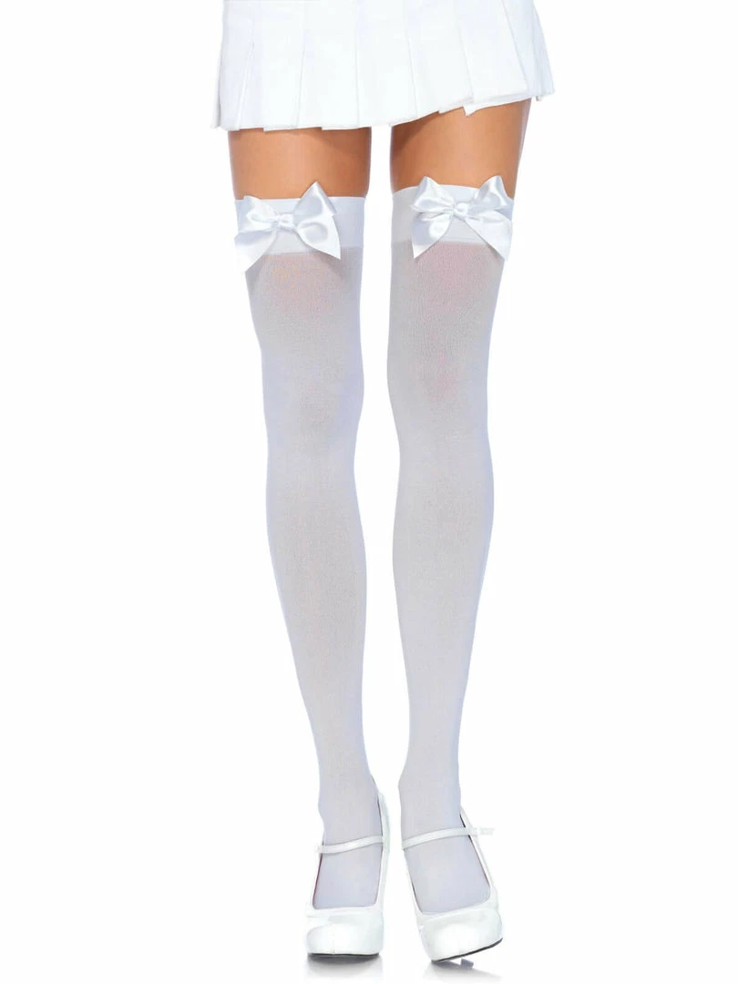 Fun Place Nylon Thigh Highs With Bow 3 Fun Place Nylon Thigh Highs With Bow