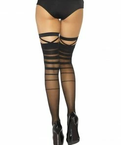 Fun Place Cosplay Halftone Striped Thigh Highs