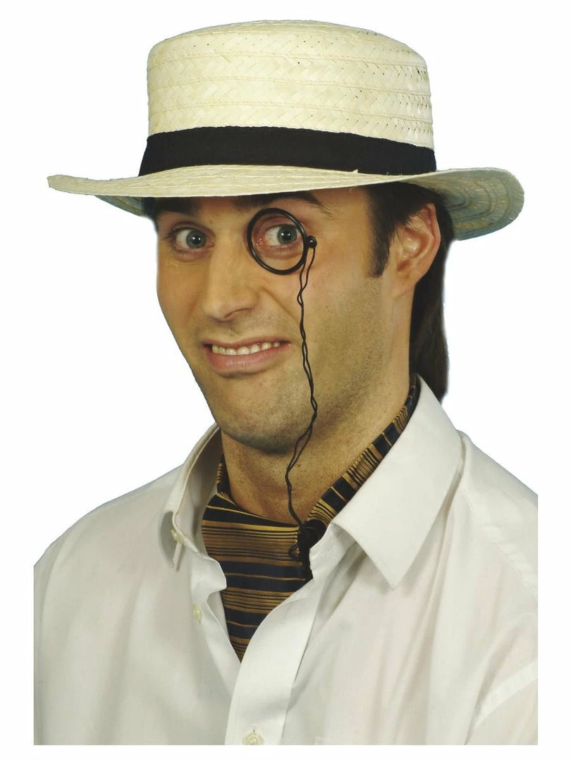 Fun Place Wigs & Hats Straw Boater Hat, Cream 3 Fun Place Wigs & Hats Straw Boater Hat, Cream