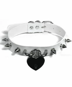 Fun Place Heart Spiked Padlock Collar