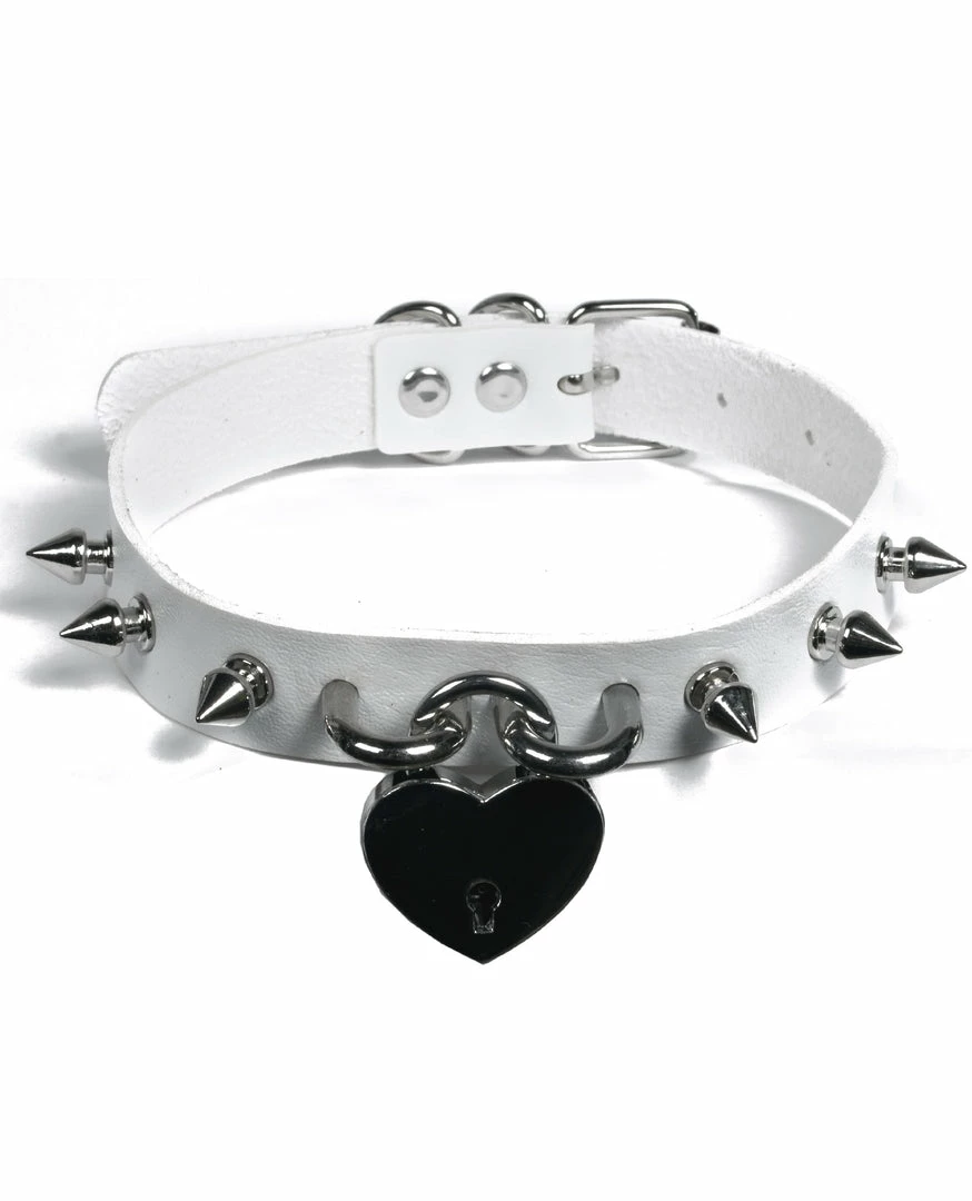 Fun Place Heart Spiked Padlock Collar 4 Fun Place Heart Spiked Padlock Collar