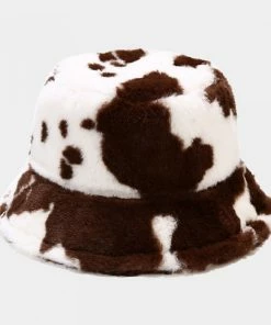 Fun Place Festivals Fluffy Brown Cow Bucket Hat